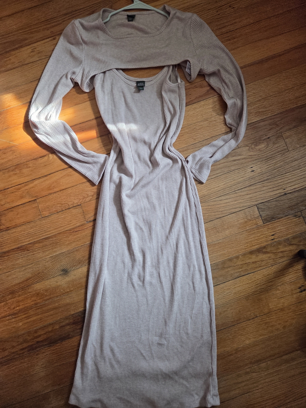 Wild Fable Ribbed Maxi Dress W/ Matching long-sleeved Crop Top Sz L